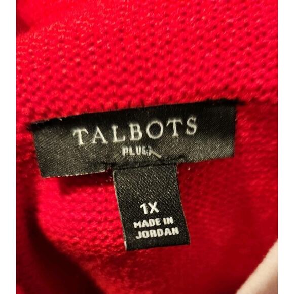 Fair Isle Knit Holiday Christmas Sweater Mock Neck Red White Plus Size Women's - Picture 4 of 4